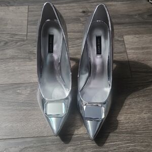 Nine West Metallic Silver Heels 4.5 Inch